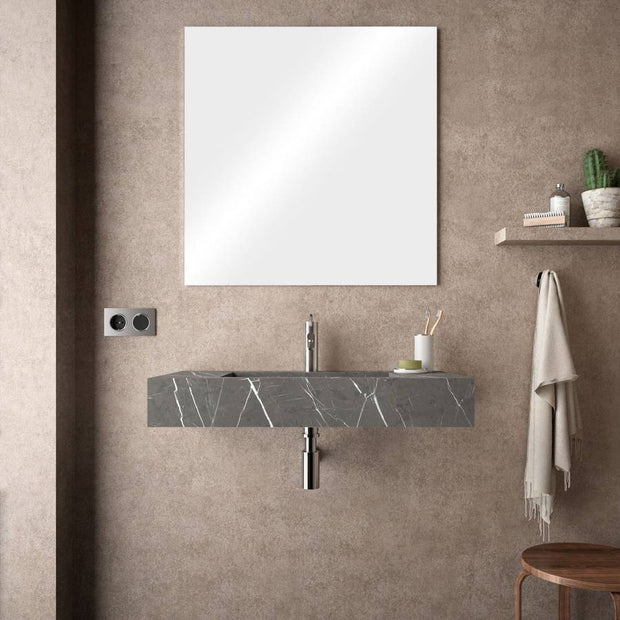Lavabo sospeso rettangolare 80x46 cm pietra grigio fiordo in hpl Jalama