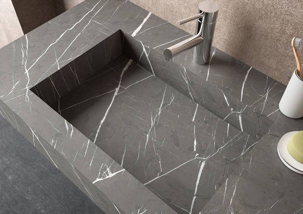 Lavabo sospeso rettangolare 80x46 cm pietra grigio fiordo in hpl Jalama
