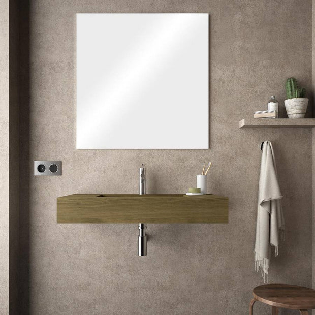 Lavabo mensola Jalama 80x46 cm in HPL rovere boemo per bagno moderno