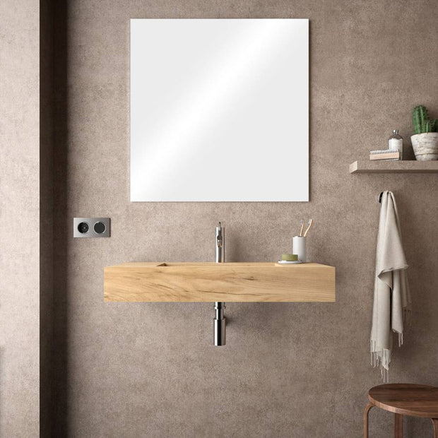 Lavabo sospeso rettangolare rovere naturale 80x46 cm in hpl Jalama