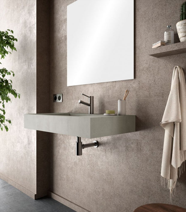 Lavabo sospeso rettangolare 100x46 cm in hpl grigio cemento alfa - Jalama