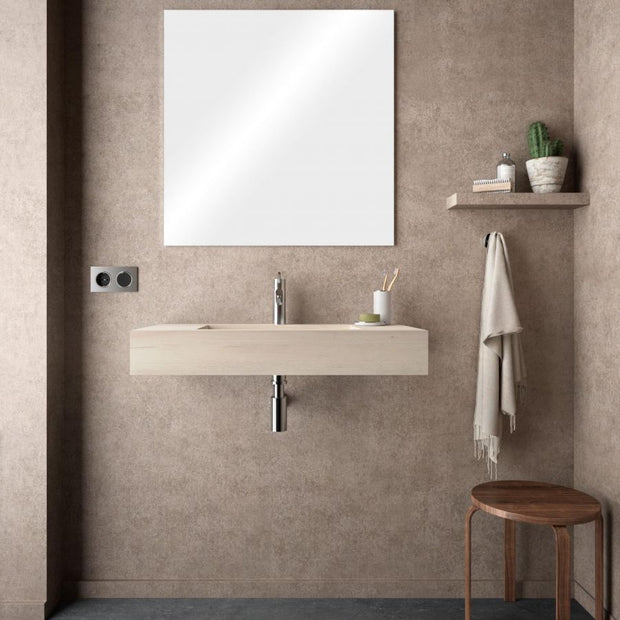 Lavabo sospeso rettangolare 100x46 cm in hpl rovere polare - Jalama