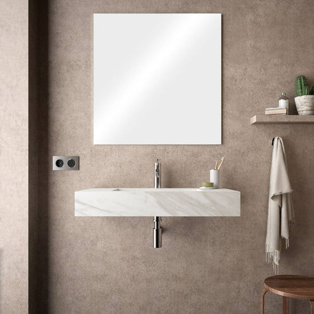 Lavabo sospeso rettangolare 80x46 cm bianco marmo Canova in hpl Jalama