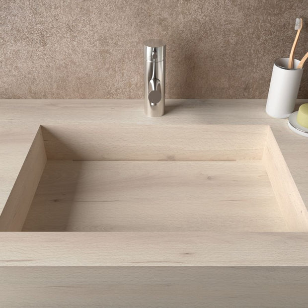 Lavabo sospeso rettangolare 100x46 cm in hpl rovere polare - Jalama
