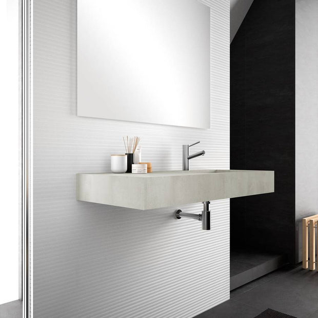 Lavabo sospeso con top in HPL 100cm vasca destra grigio cemento alfa