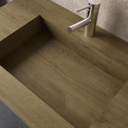 Lavabo sospeso rettangolare 100x46 cm in hpl rovere boemo - Jalama