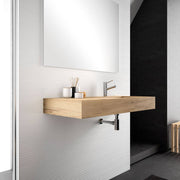 Lavabo sospeso 100cm integrato in HPL vasca a destra rovere naturale