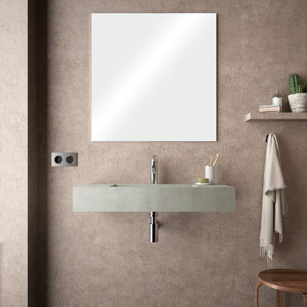 Lavabo sospeso rettangolare 80x46 cm grigio cemento alfa in hpl Jalama