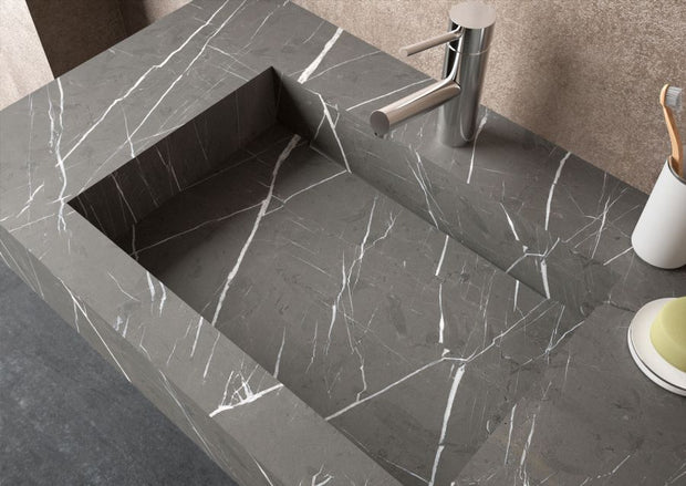 Lavabo sospeso rettangolare 100x46 cm in hpl pietra grigio fiordo - Jalama
