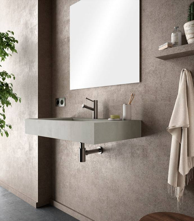 Lavabo sospeso rettangolare 80x46 cm grigio cemento alfa in hpl Jalama