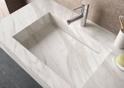 Lavabo sospeso 100cm lato destro integrato su top in HPL marmo bianco Canova