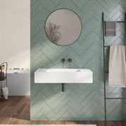 Lavabo sospeso in resina 80 cm bianco opaco - Agua