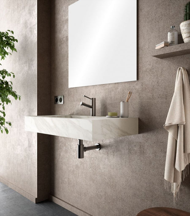 Lavabo sospeso rettangolare 100x46 cm in hpl bianco marmo canova - Jalama
