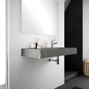 Top in HPL con lavabo integrato 100cm vasca a destra pietra grigio fiordo