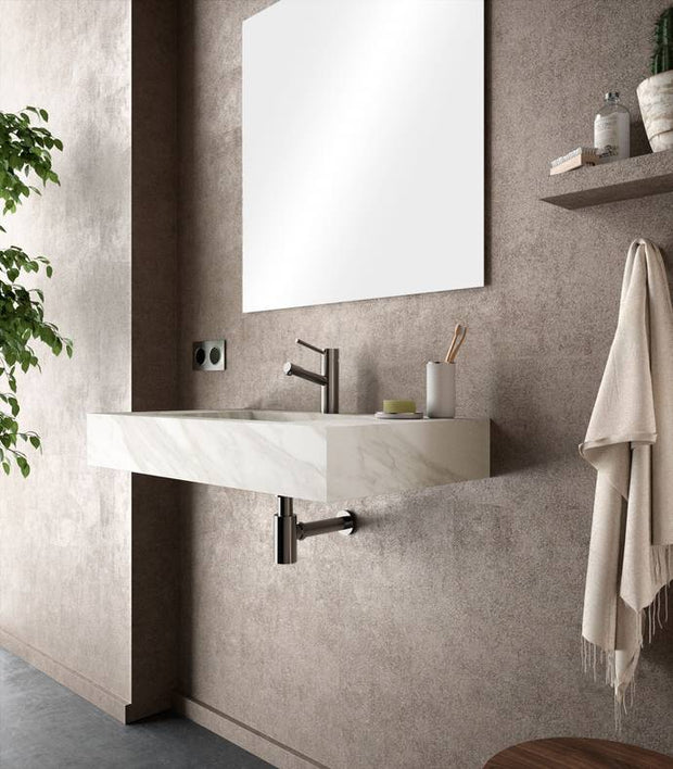 Lavabo sospeso rettangolare 80x46 cm bianco marmo Canova in hpl Jalama