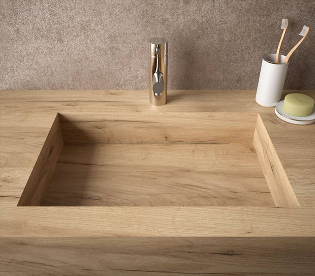 Lavabo sospeso rettangolare rovere naturale 80x46 cm in hpl Jalama